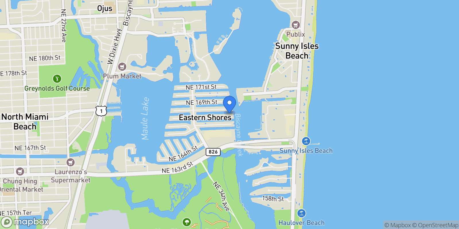 Map showing 3973 NE 167th St, Golden Beach, Florida, United States.