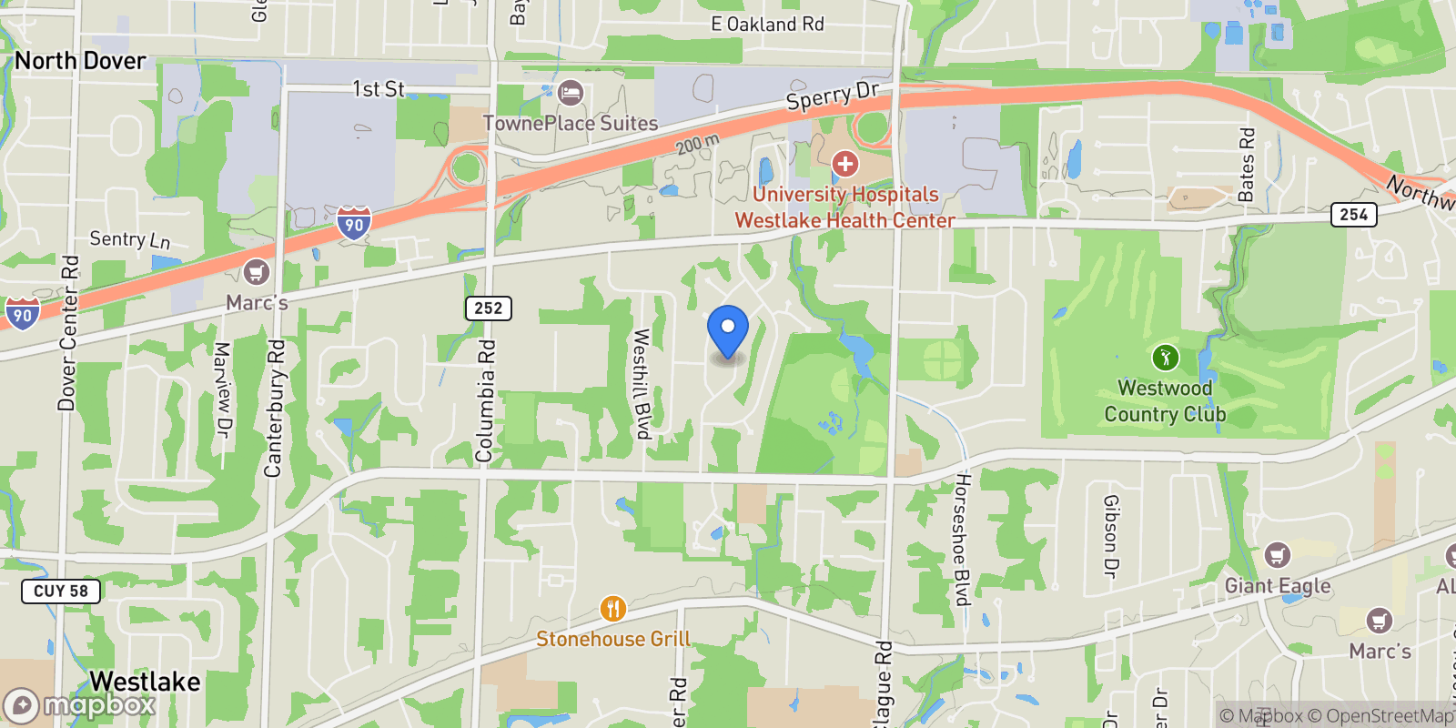 Map showing 1460 Kingsway, Westlake, OH, 44145, USA, Westlake, Ohio, United States.