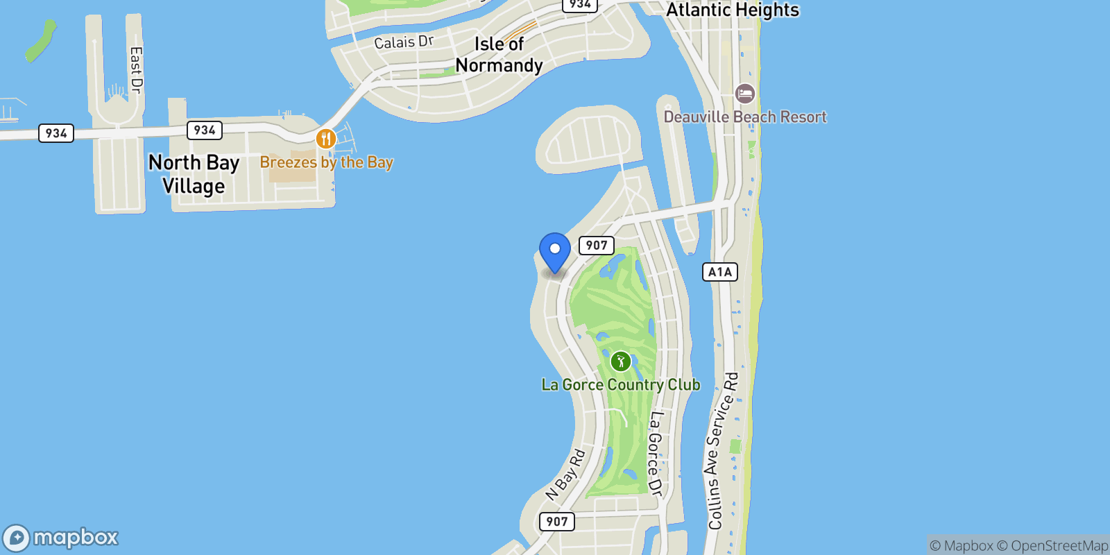 Map showing 5905 N Bay Rd, Miami Beach, Florida, United States.