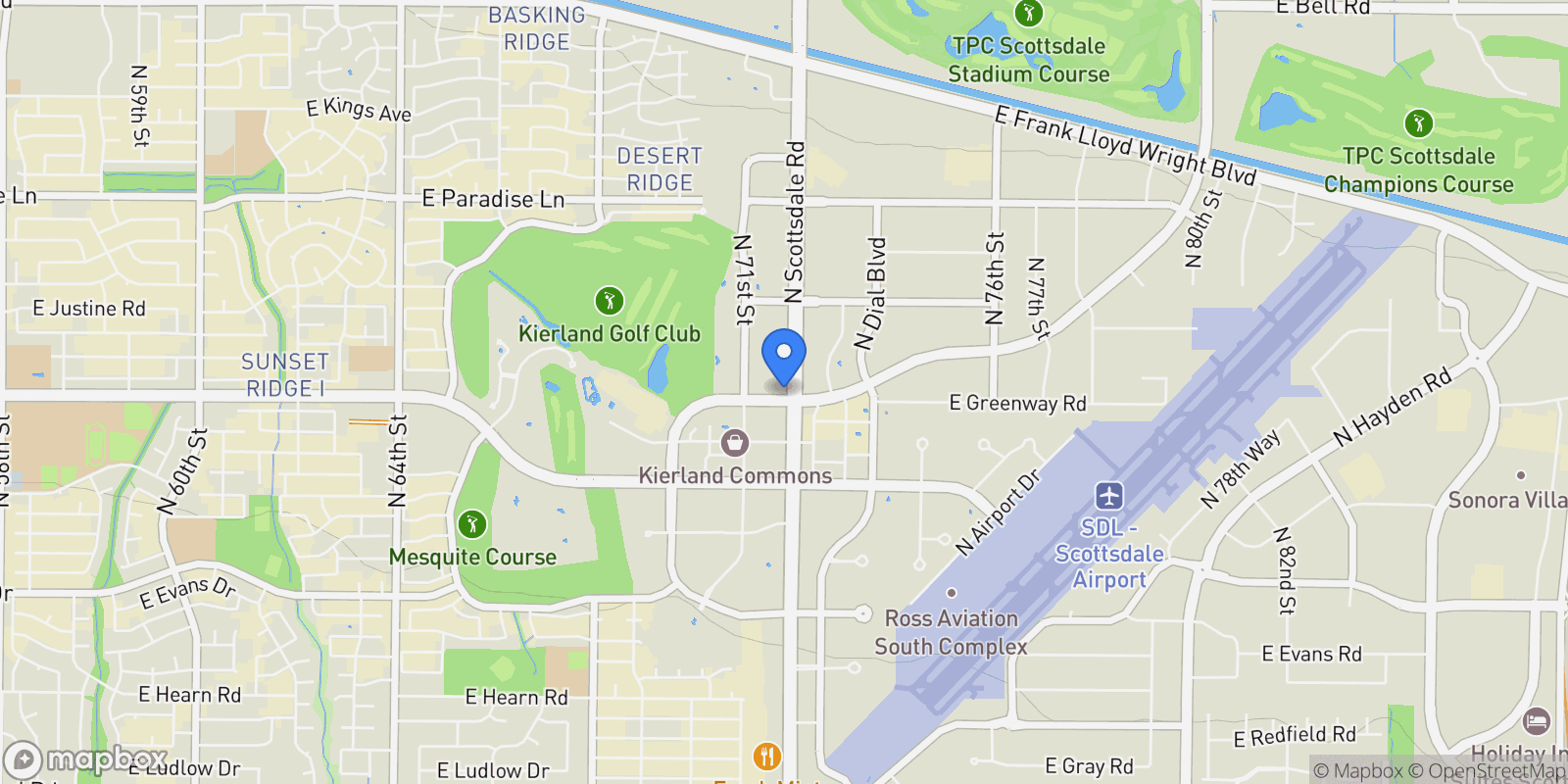 Map showing 7180 E KIERLAND Boulevard, Scottsdale, Arizona, United States.
