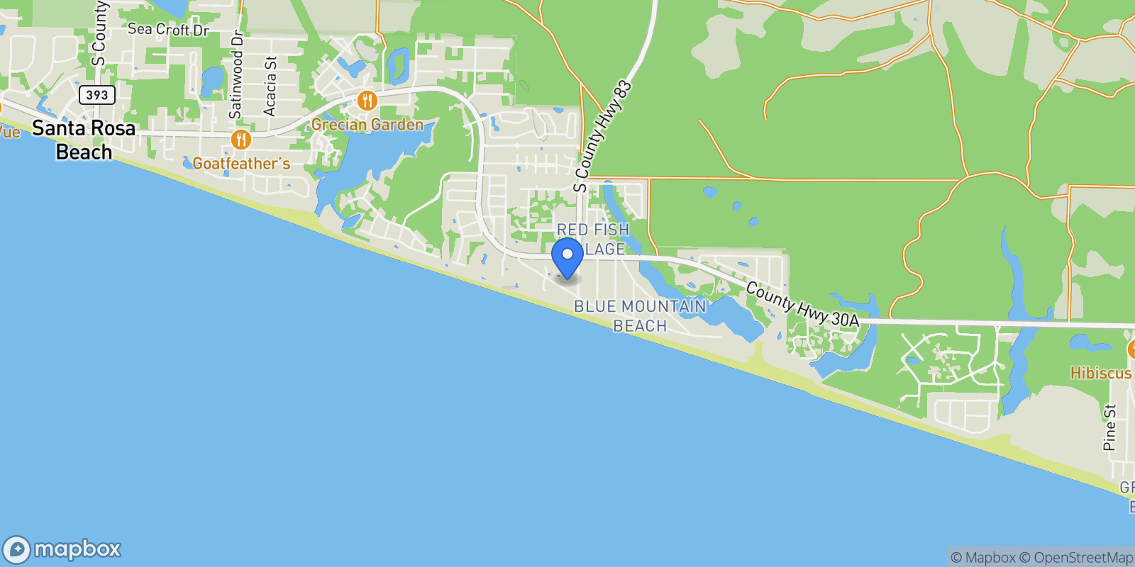 Map showing 255 Blue Mountain Road Unit# 3 & 8, Santa Rosa Beach, FL 32459, Santa Rosa Beach, Florida, United States.