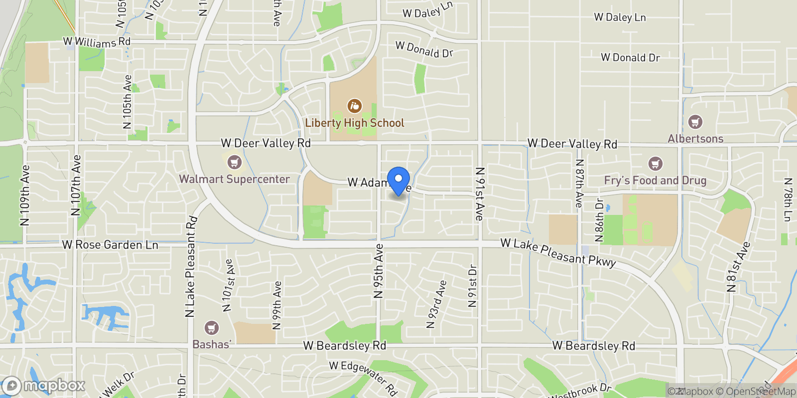 Map showing 9446 W ALBERT Lane, Peoria, Arizona, United States.