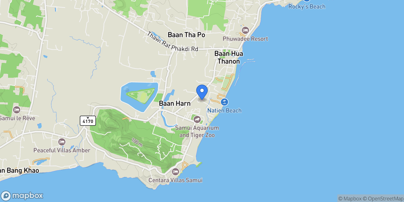 Map showing Koh Samui, Surat Thani, Thailand.