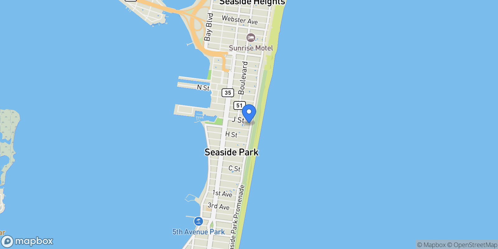 Map showing 913 N Ocean Avenue, Seaside Park, NJ 08752, Seaside Park, New Jersey, United States.