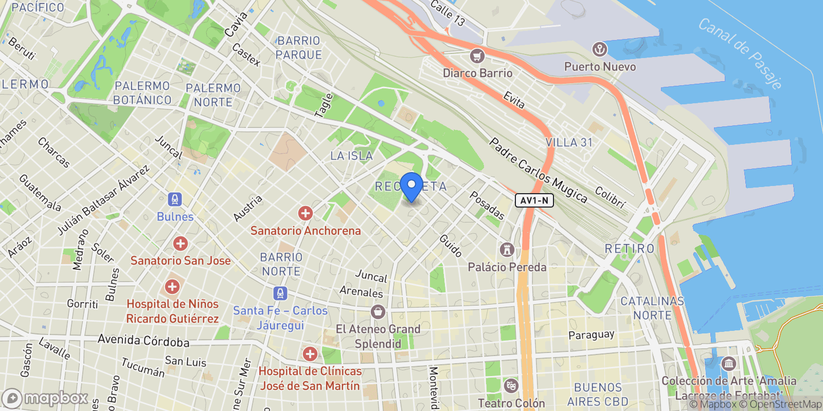 Map showing Guido al 1900, Recoleta, Buenos Aires, Buenos Aires, Argentina.
