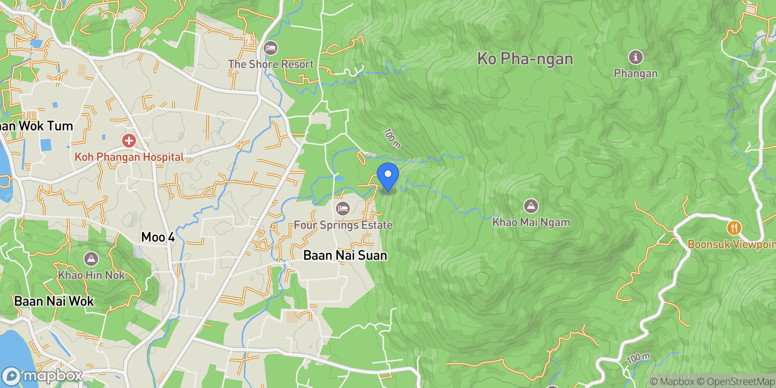 Map showing Ko Pha-ngan Sub-district, Surat Thani, Thailand.