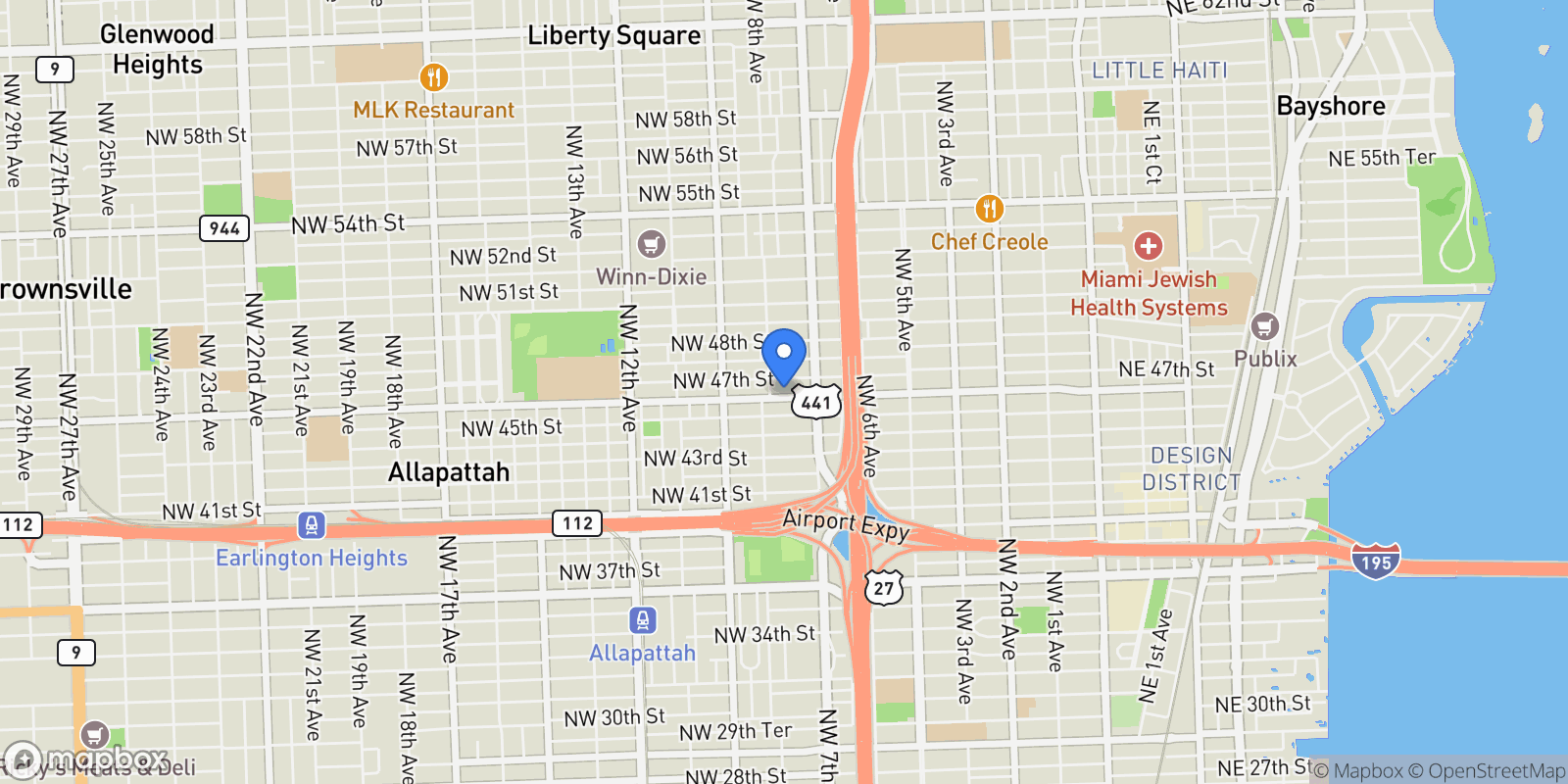 Map showing 765 NW 46th St, Miami, Florida, United States.