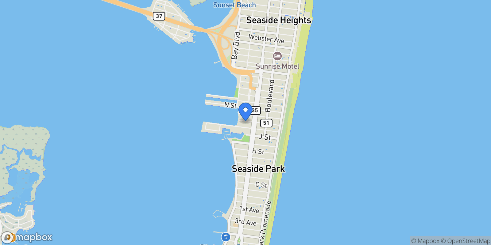 Map showing 121 L Street, Seaside Park, NJ 08752, Seaside Park, New Jersey, United States.