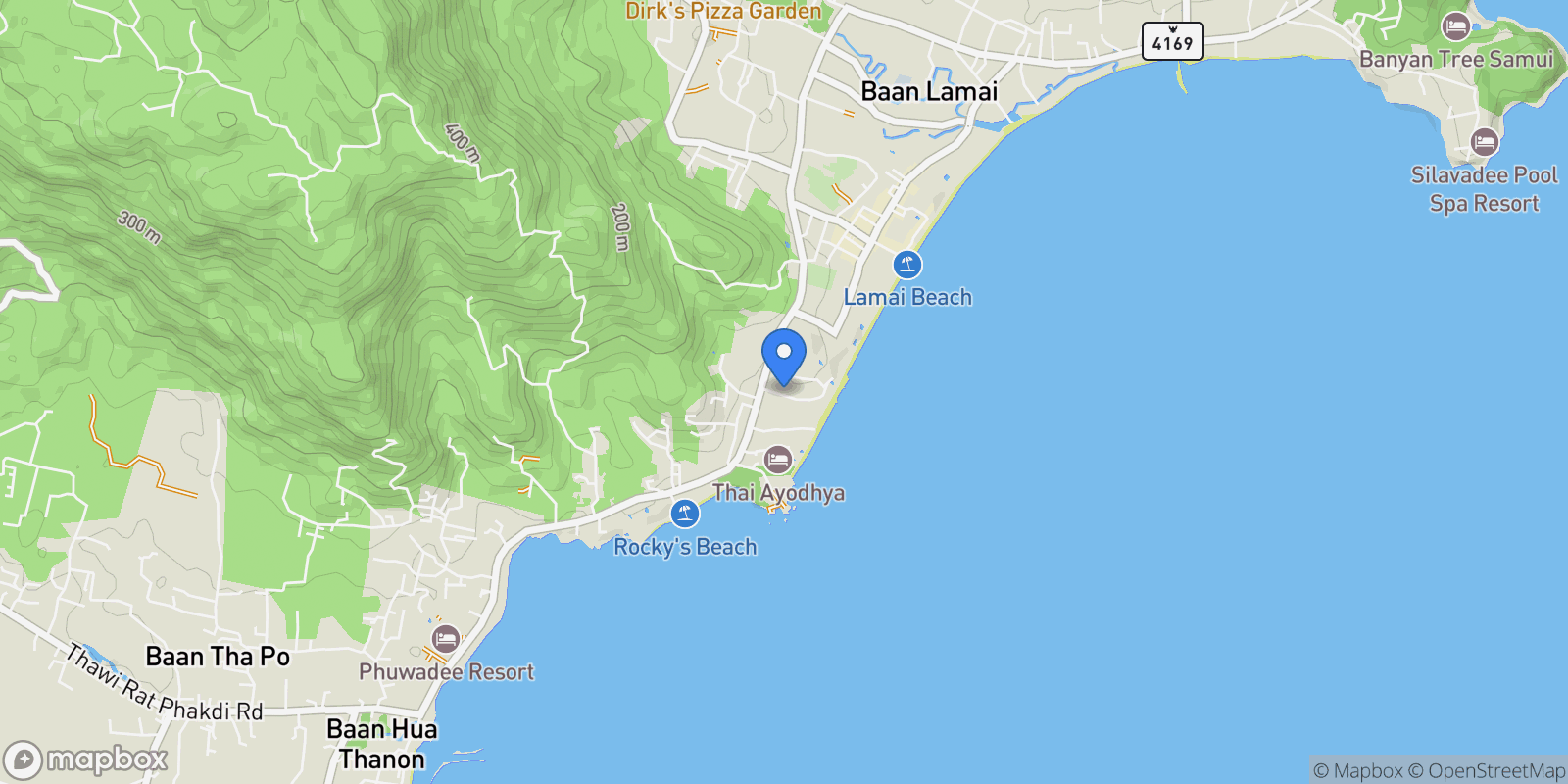 Map showing Koh Samui, Surat Thani, Thailand.