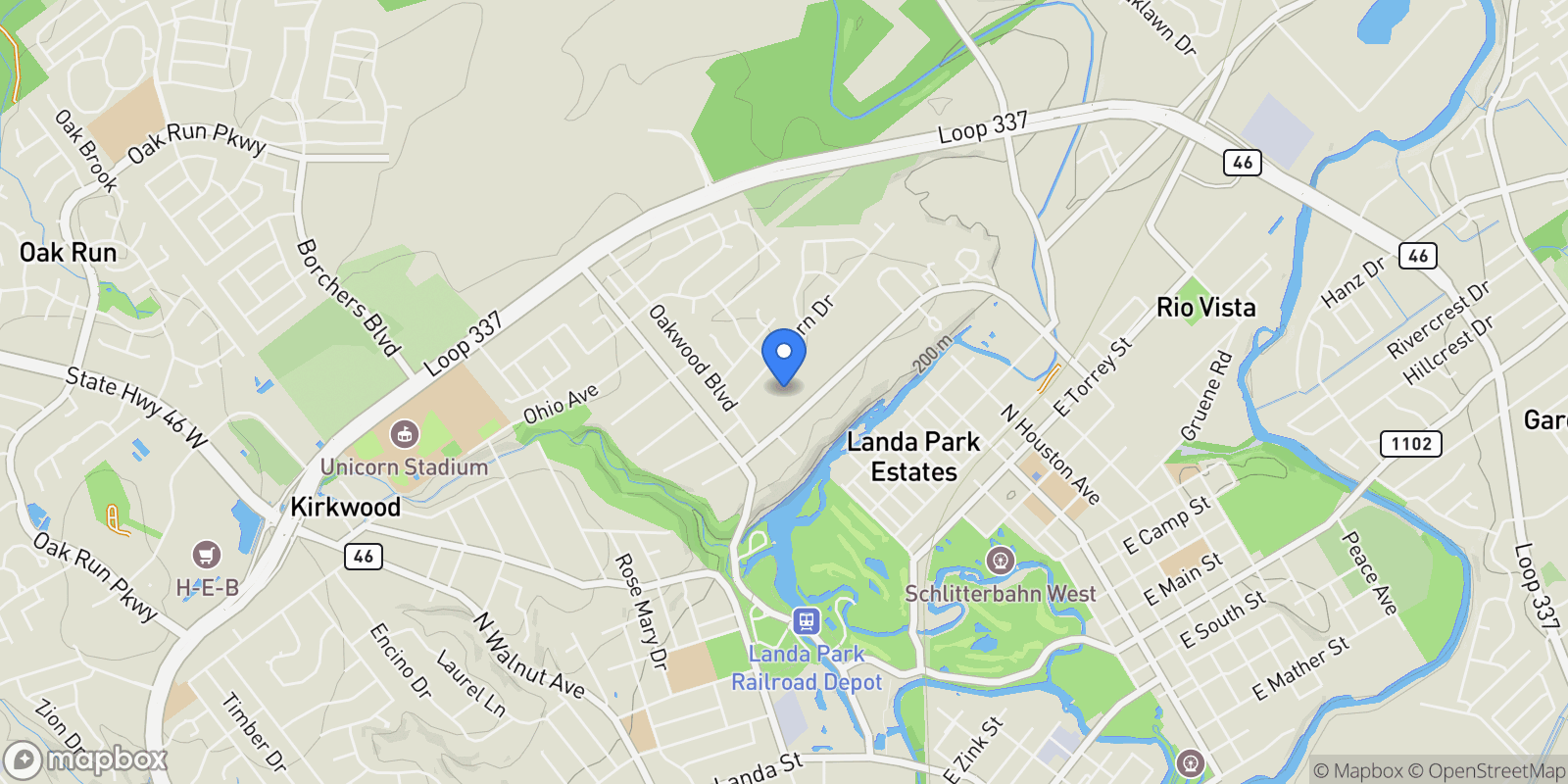 Map showing 353 Lakeview Boulevard , New Braunfels, TX 78130, New Braunfels, Texas, United States.