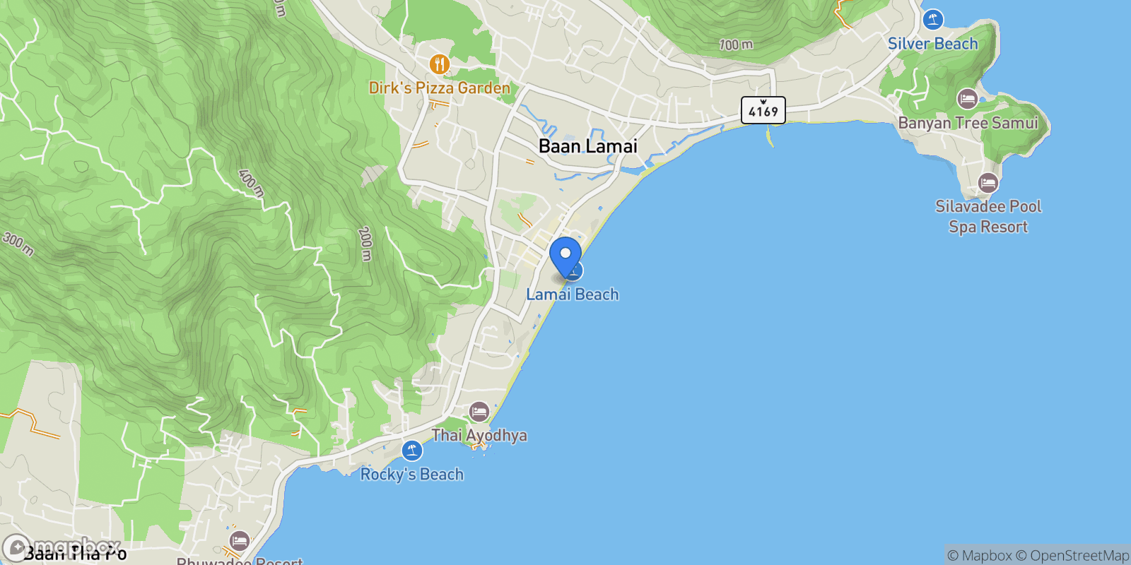 Map showing Koh Samui, Surat Thani, Thailand.