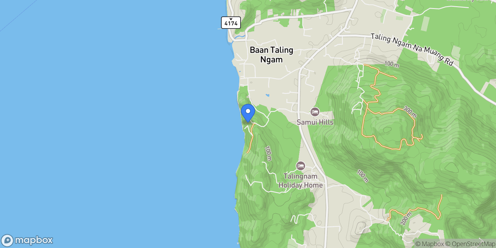 Map showing Koh Samui, Surat Thani, Thailand.