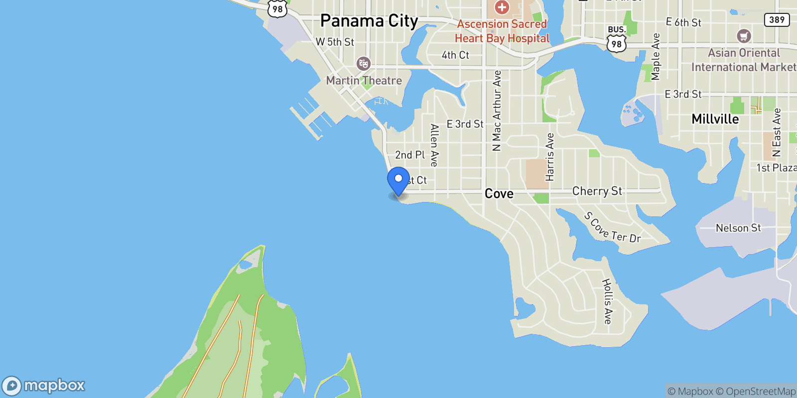 Map showing 100 Cherry Street Unit# 604, Panama City, FL 32401, Panama City, Florida, United States.