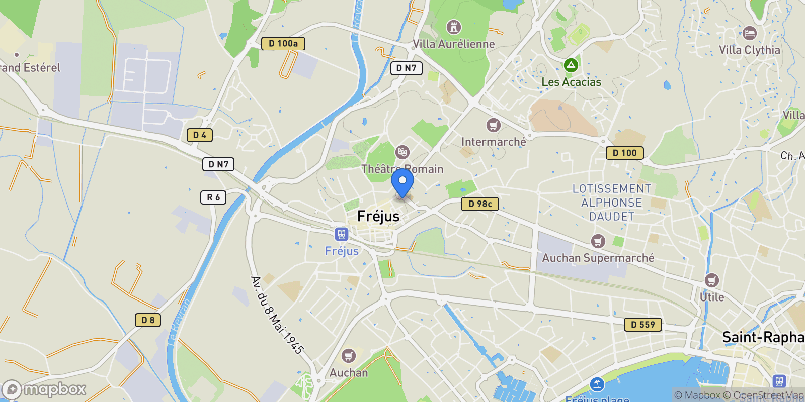 Map showing Fréjus, Provence-Alpes-Côte d'Azur, France.