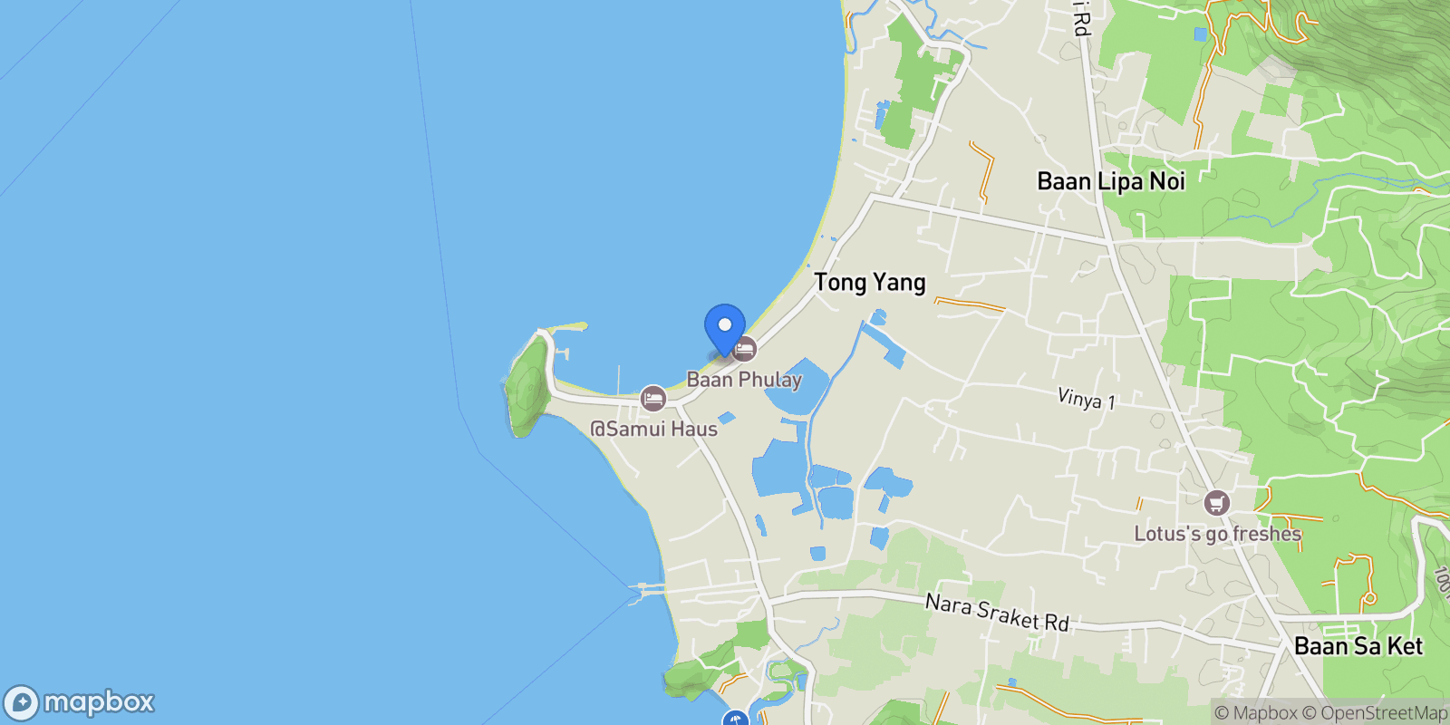 Map showing Koh Samui, Surat Thani, Thailand.