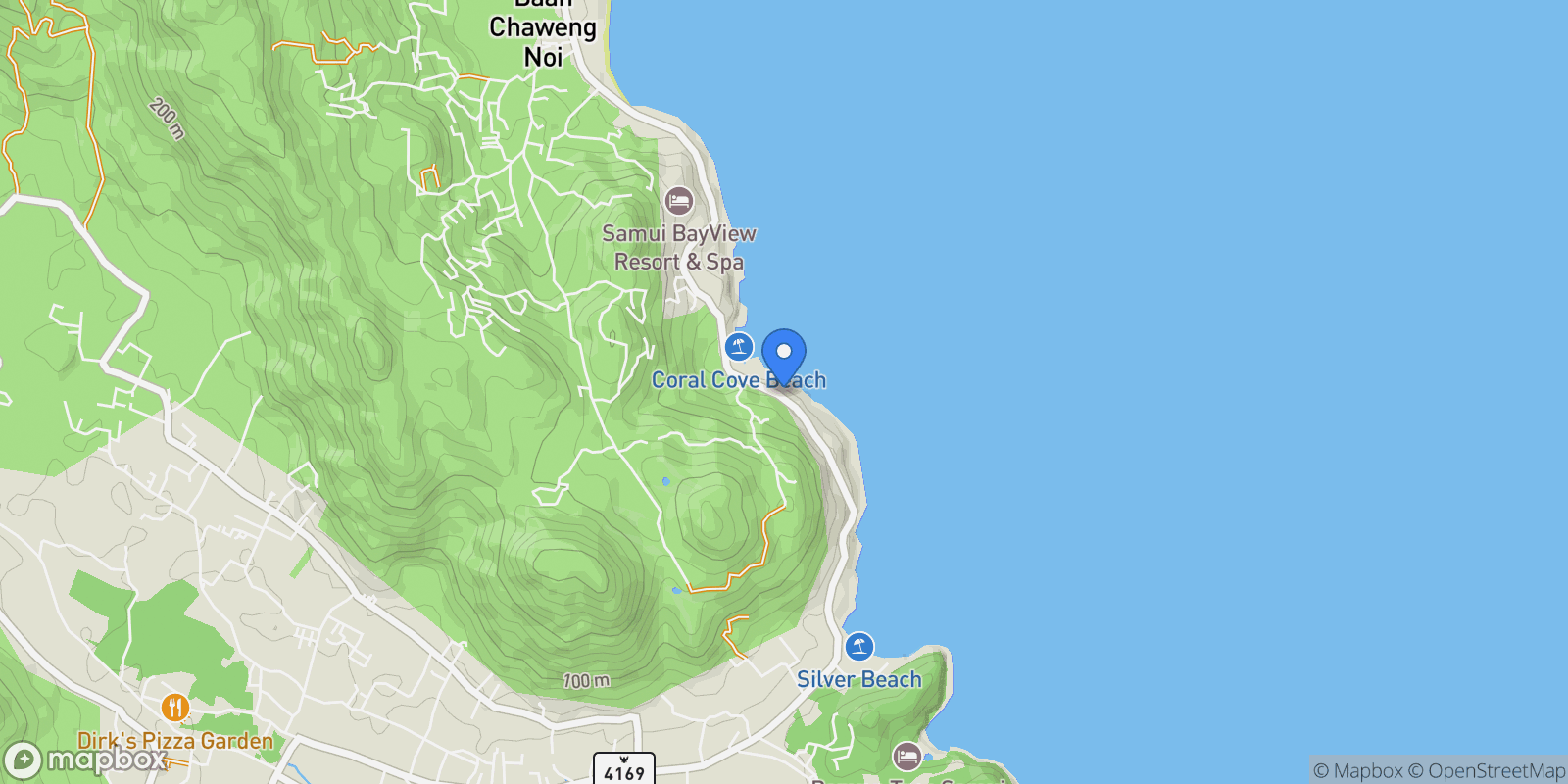 Map showing Koh Samui, Surat Thani, Thailand.