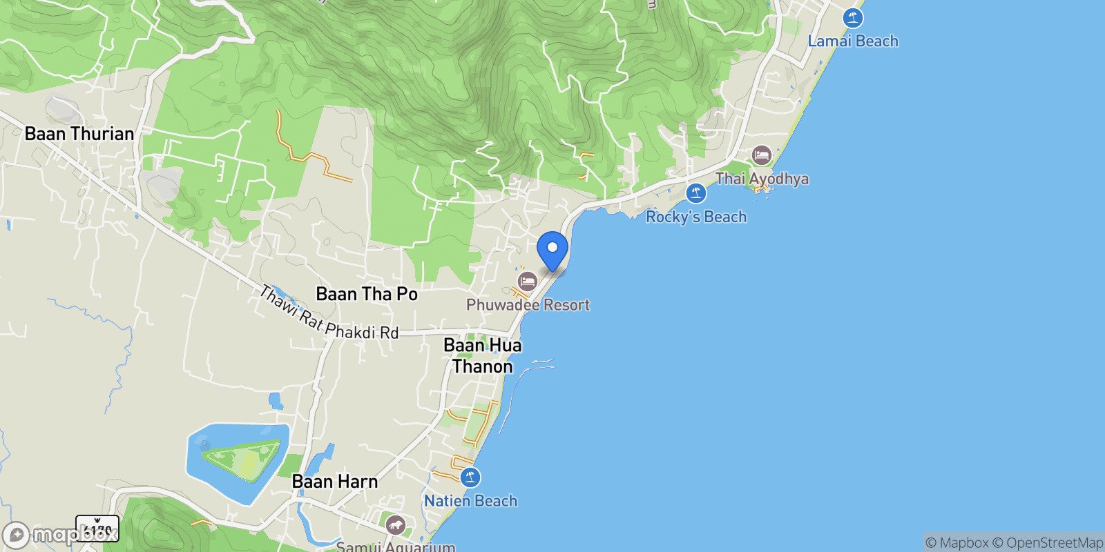 Map showing Koh Samui, Surat Thani, Thailand.