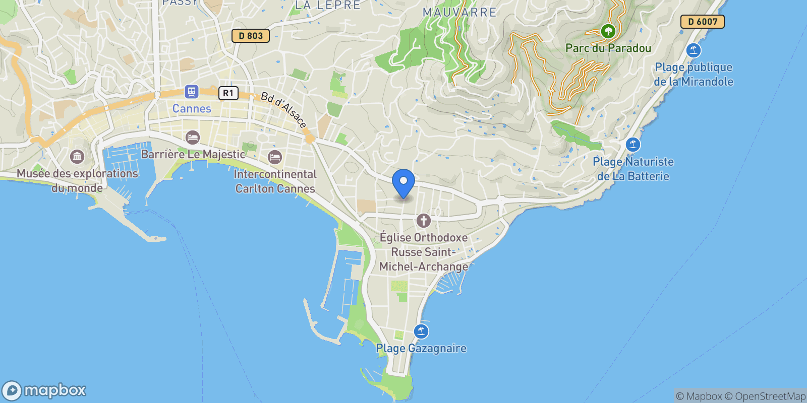 Map showing 12 Boulevard Eugène Tripet, Cannes, Provence-Alpes-Côte d'Azur, France.