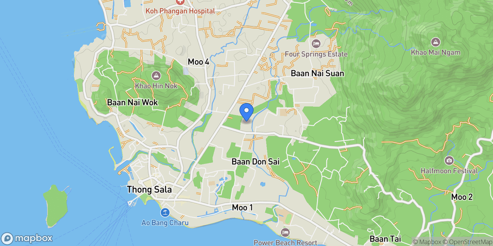 Map showing Ko Pha-ngan Sub-district, Surat Thani, Thailand.