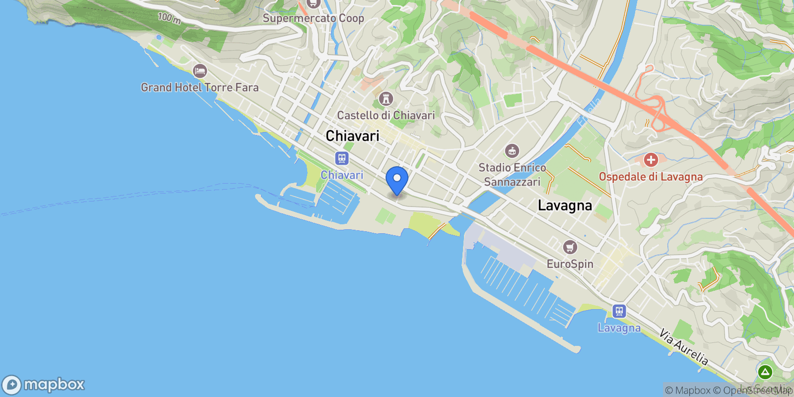 Map showing Chiavari, Liguria, Italy.