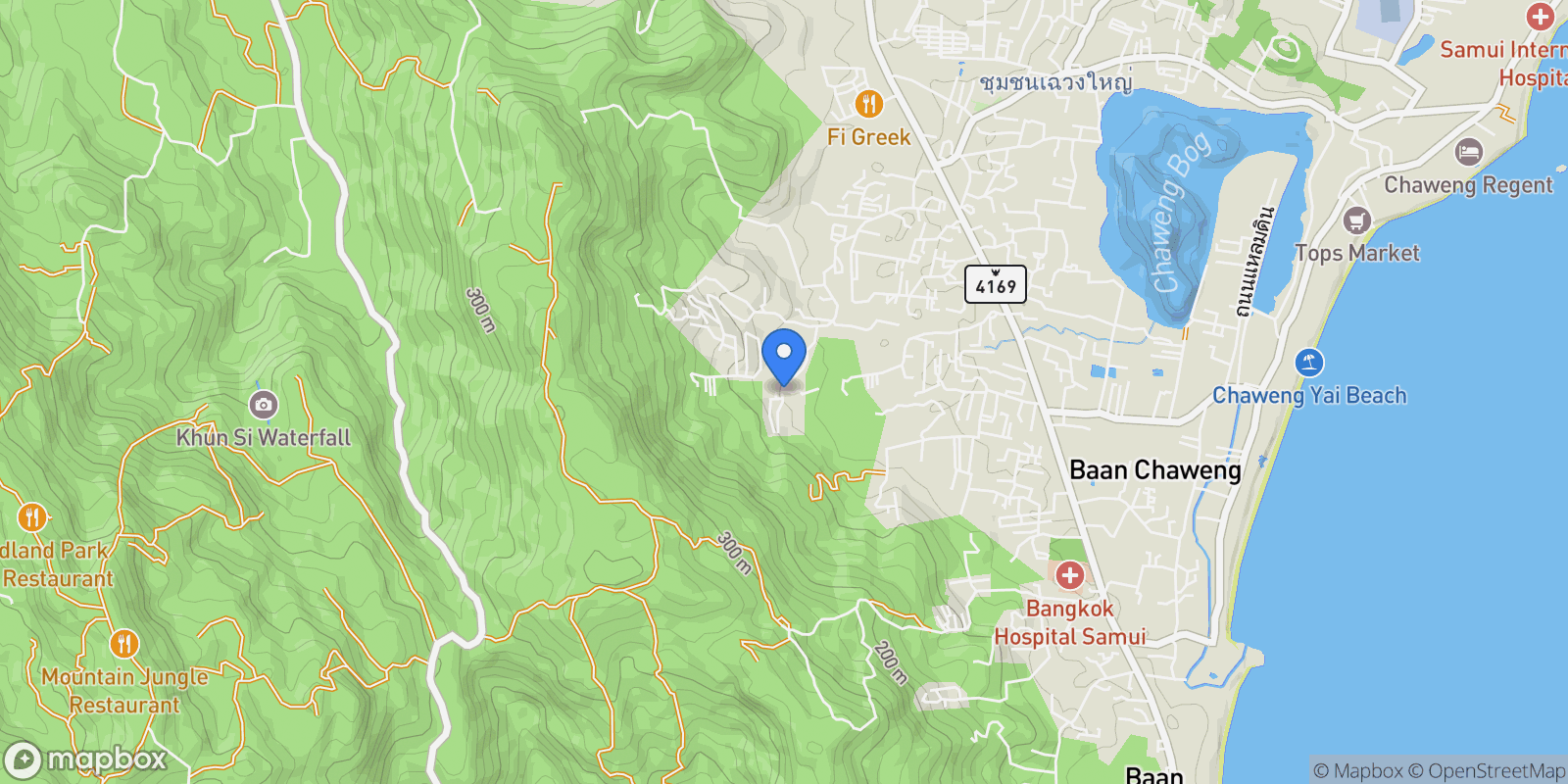 Map showing Koh Samui, Surat Thani, Thailand.