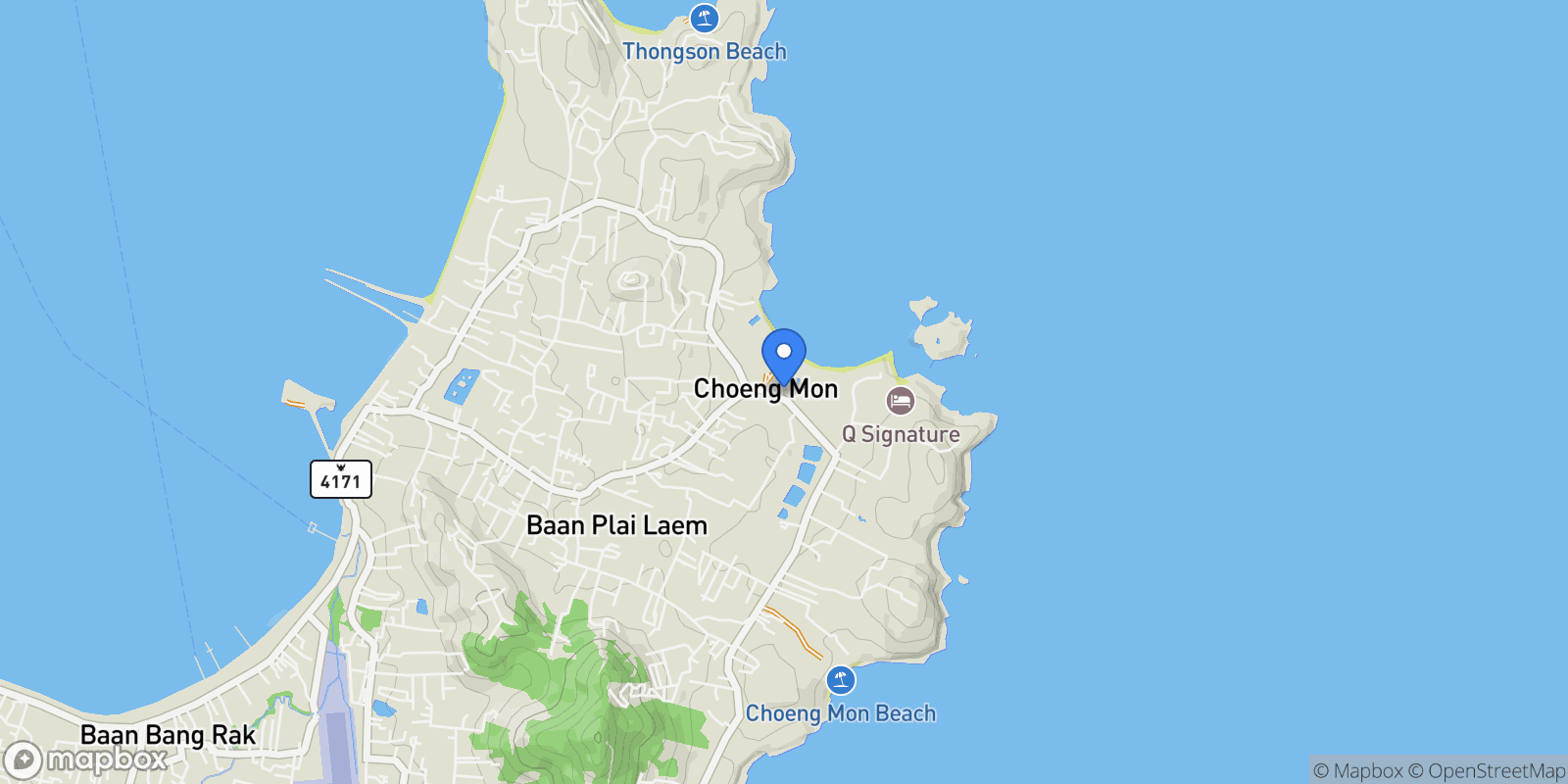 Map showing Koh Samui, Surat Thani, Thailand.