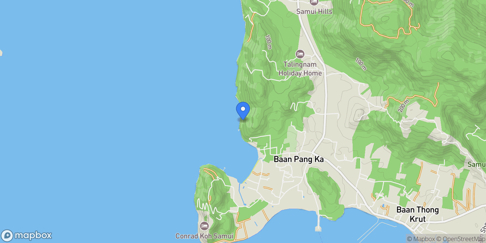 Map showing Koh Samui, Surat Thani, Thailand.
