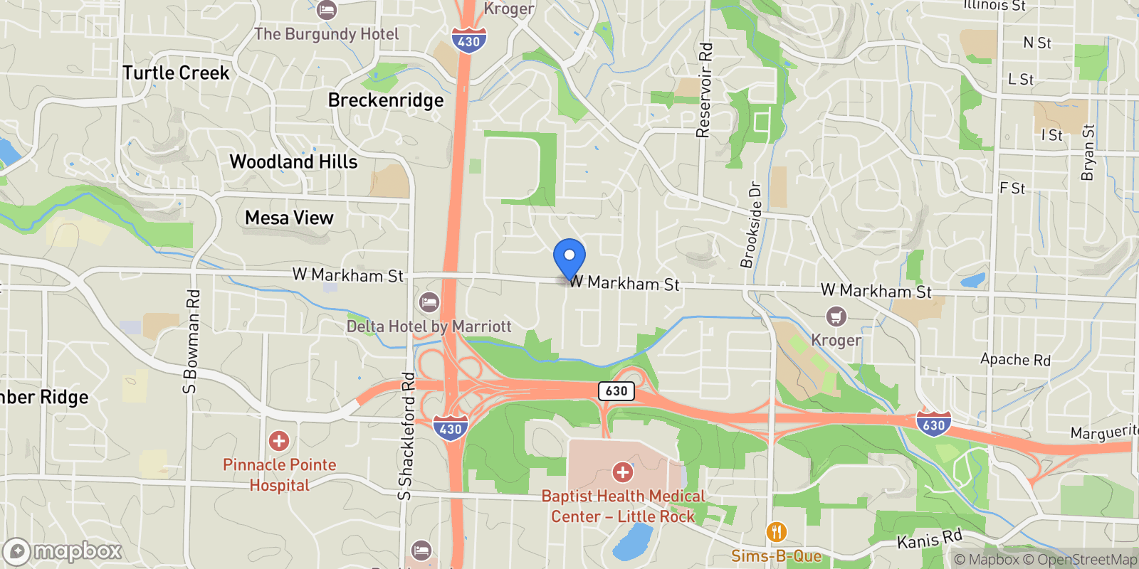 Map showing 7 Oak Glen Lane, Little Rock, AR 72227, Little Rock, Arkansas, United States.