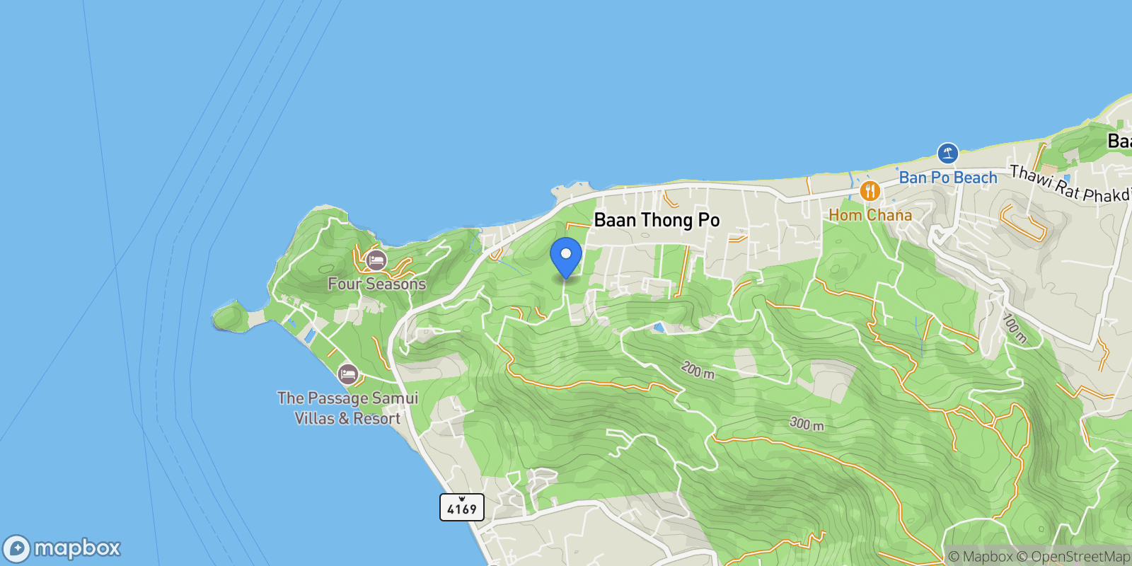 Map showing Koh Samui, Surat Thani, Thailand.