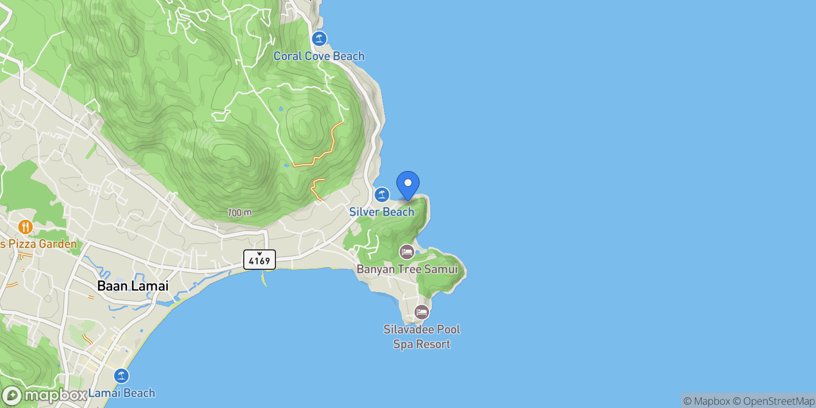 Map showing Koh Samui, Surat Thani, Thailand.