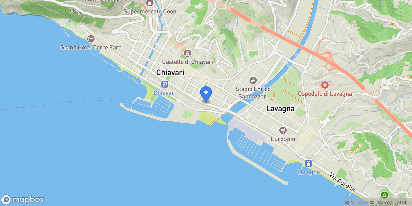 Map showing Corso De Michiel 89, Chiavari, Liguria, Italy.