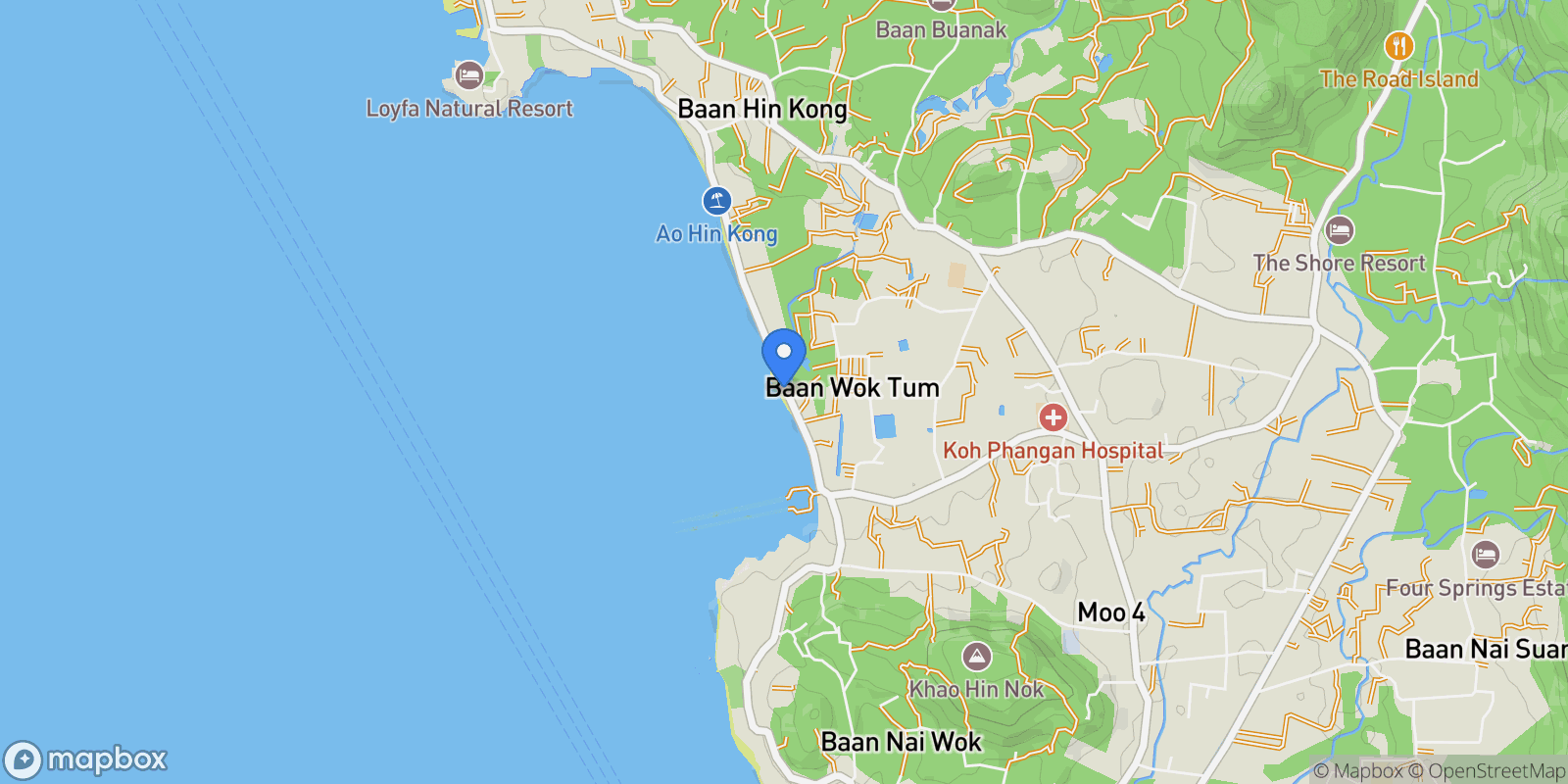 Map showing Ko Pha-ngan Sub-district, Surat Thani, Thailand.