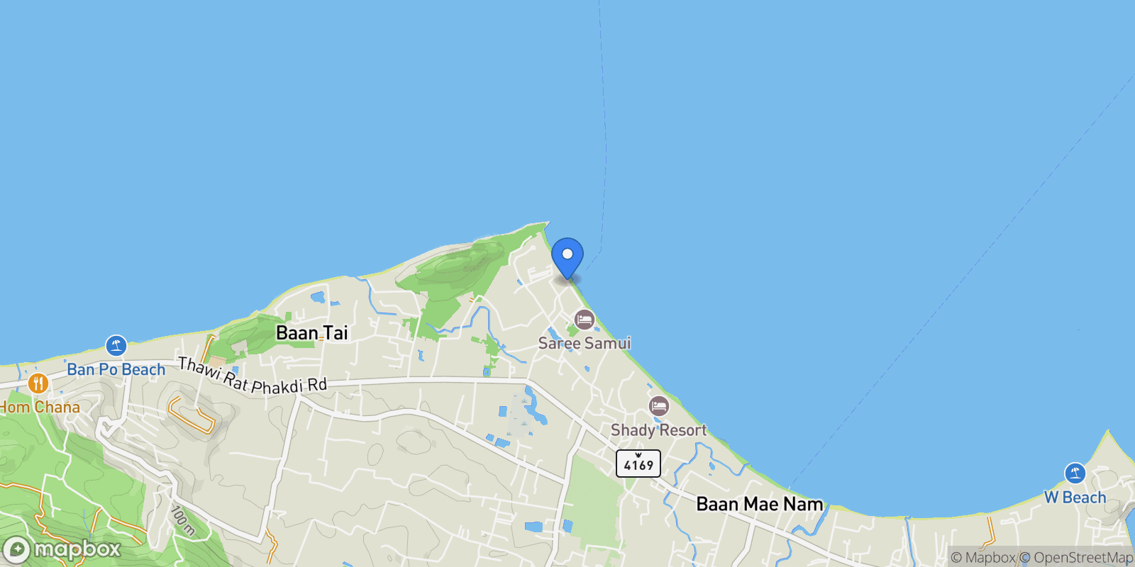 Map showing Koh Samui, Surat Thani, Thailand.
