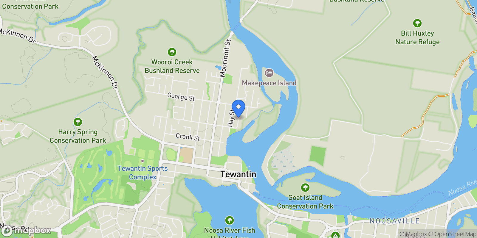 Map showing Tewantin, Myles St, Tewantin, Queensland, Australia.