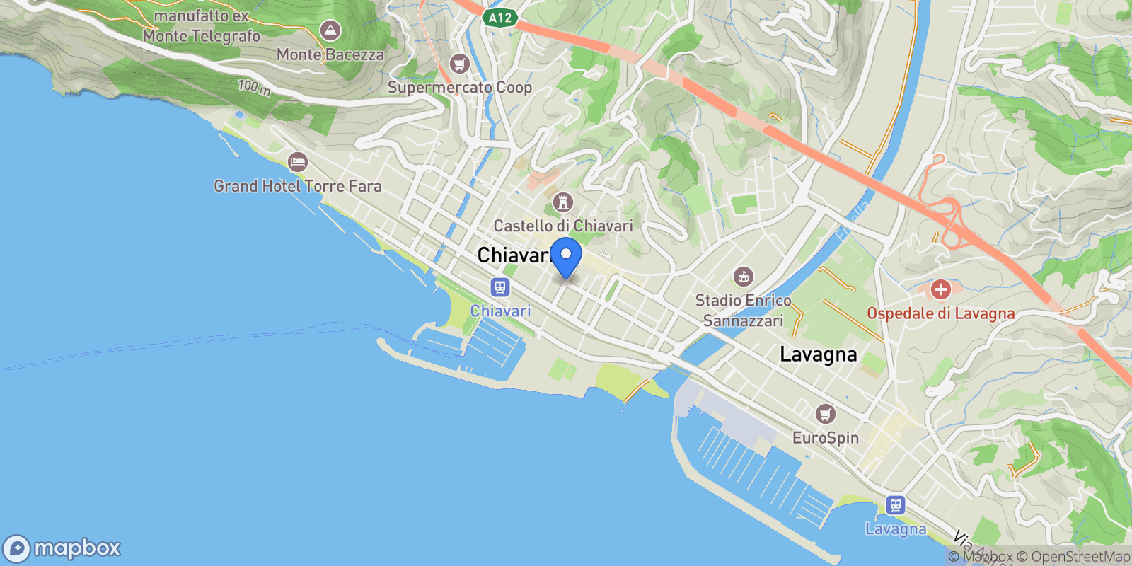 Map showing Corso Giuseppe Garibaldi, Chiavari, Liguria, Italy.