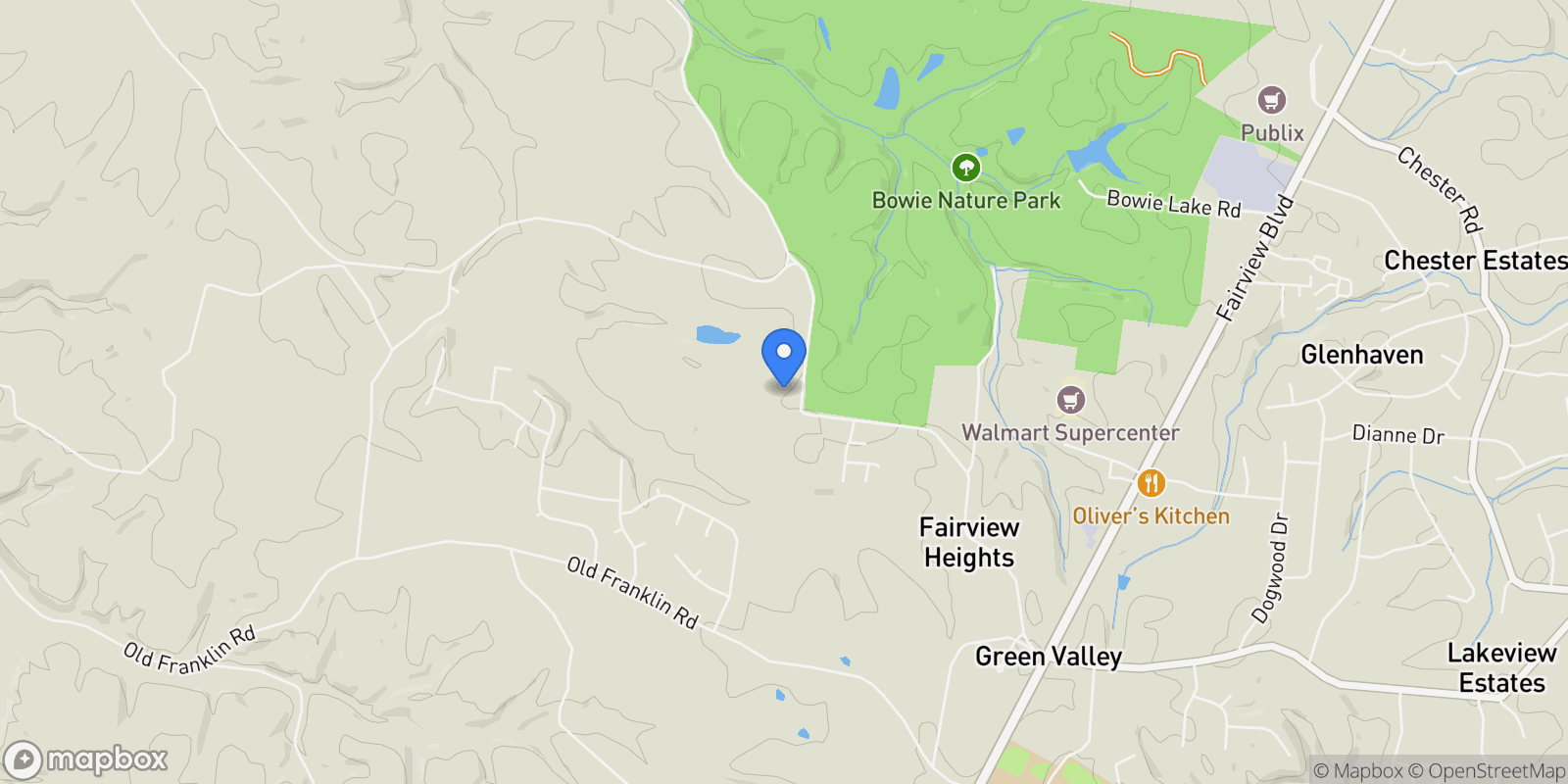 Map showing 7904 Pine Street, Bon Aqua, Tennessee, United States.