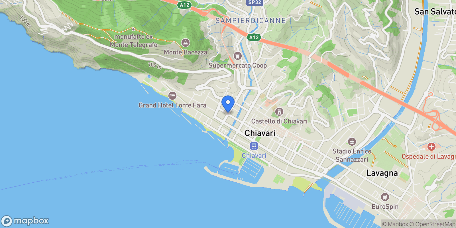 Map showing Chiavari, Liguria, Italy.