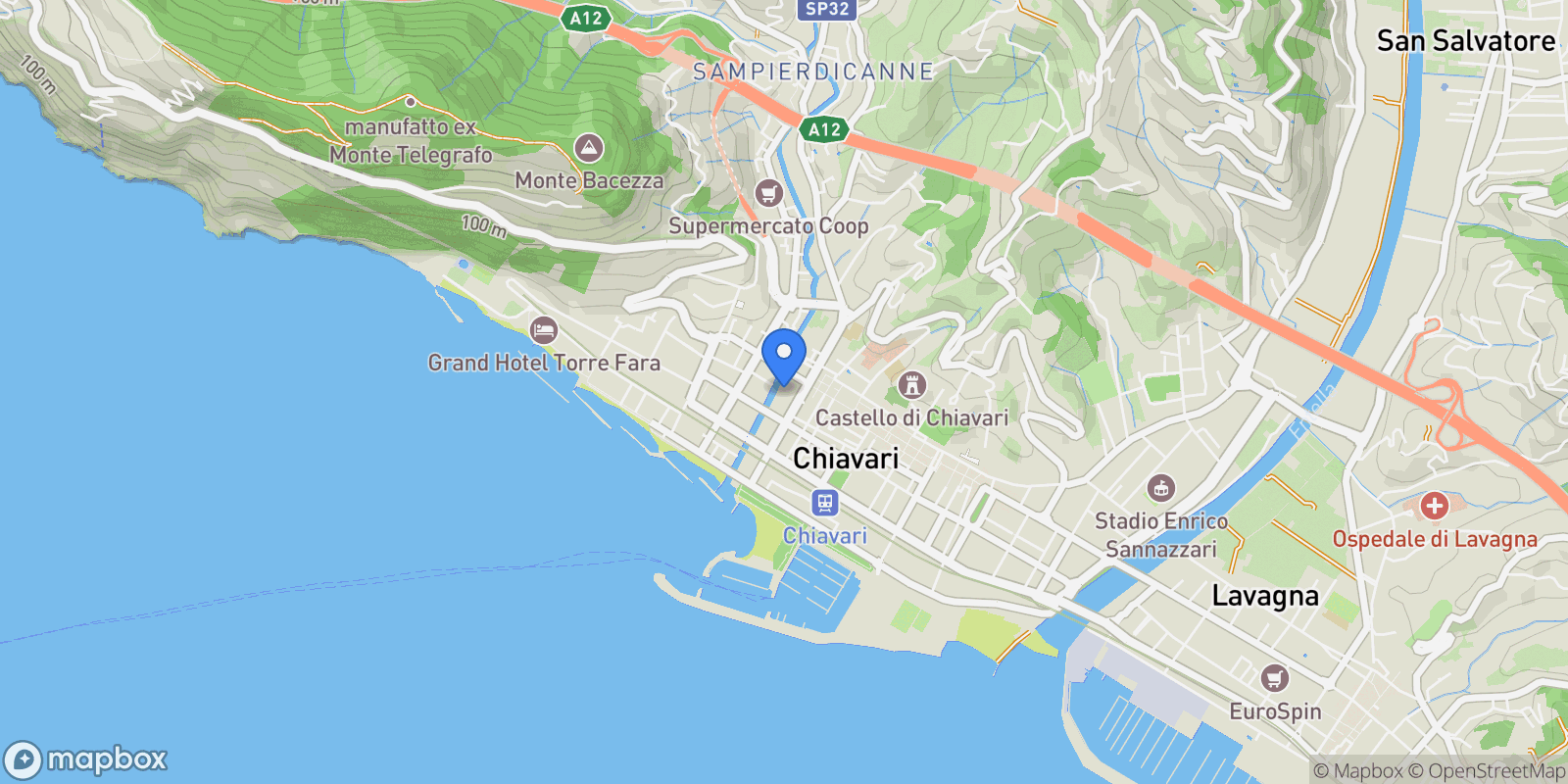 Map showing Chiavari, Liguria, Italy.