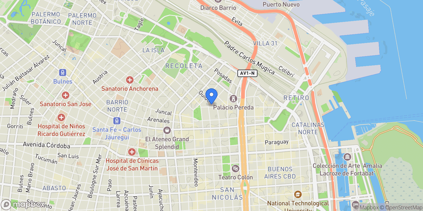 Map showing Guido al 1500, Recoleta, Buenos Aires, Buenos Aires, Argentina.