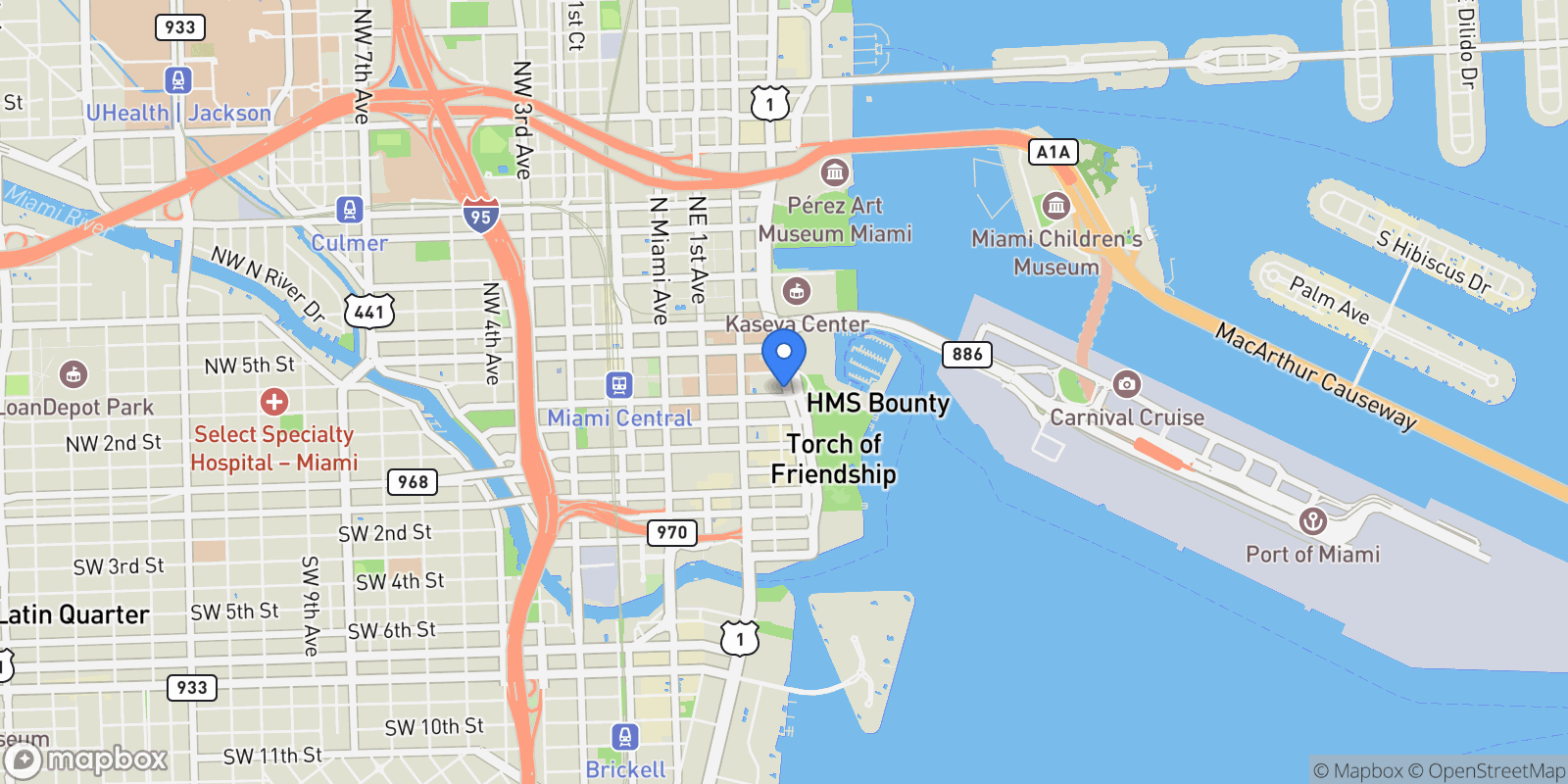 Map showing 300 N Biscayne Blvd 8405, Miami, Florida, United States.