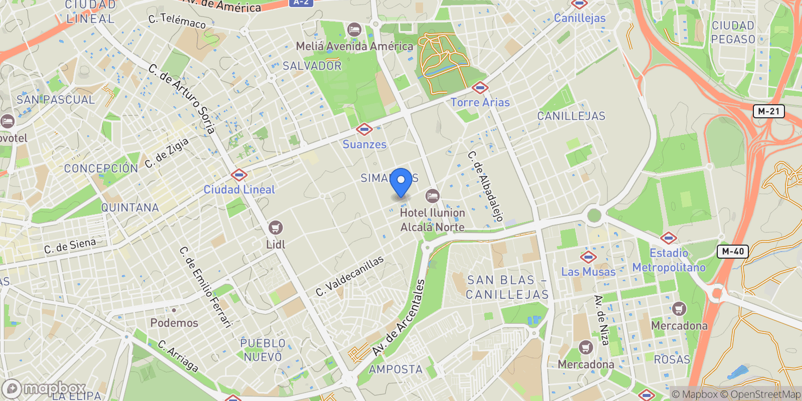 Map showing Simancas, Madrid, MADRID, Madrid, San Blas, Madrid, Spain.