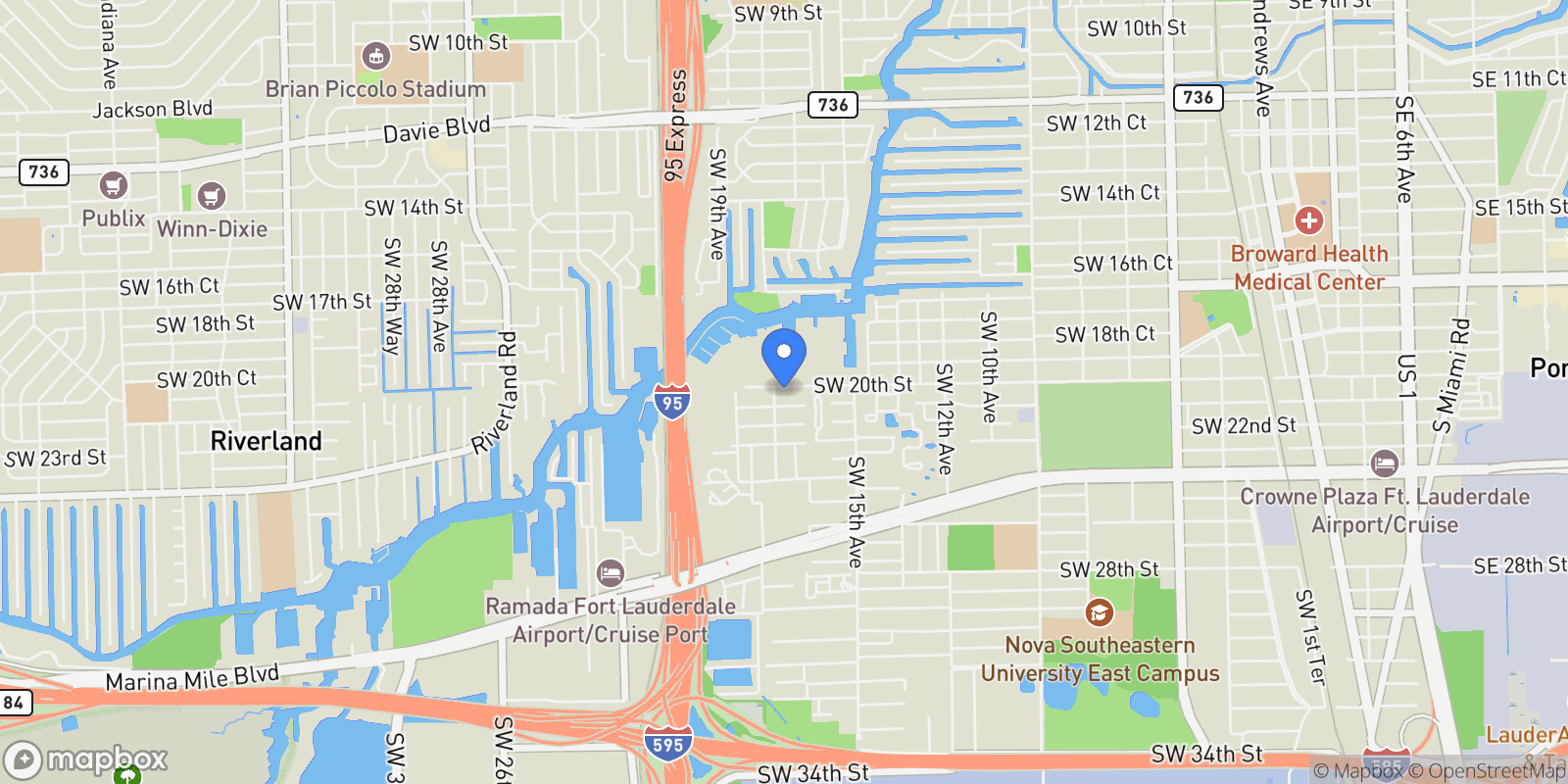 Map showing 1720 SW 20th St, Fort Lauderdale, Florida, United States.
