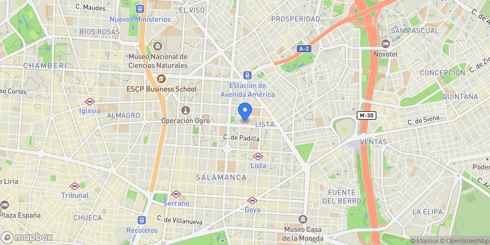Map showing Lista, Madrid, MADRID, Madrid, Barrio Salamanca, Madrid, Spain.