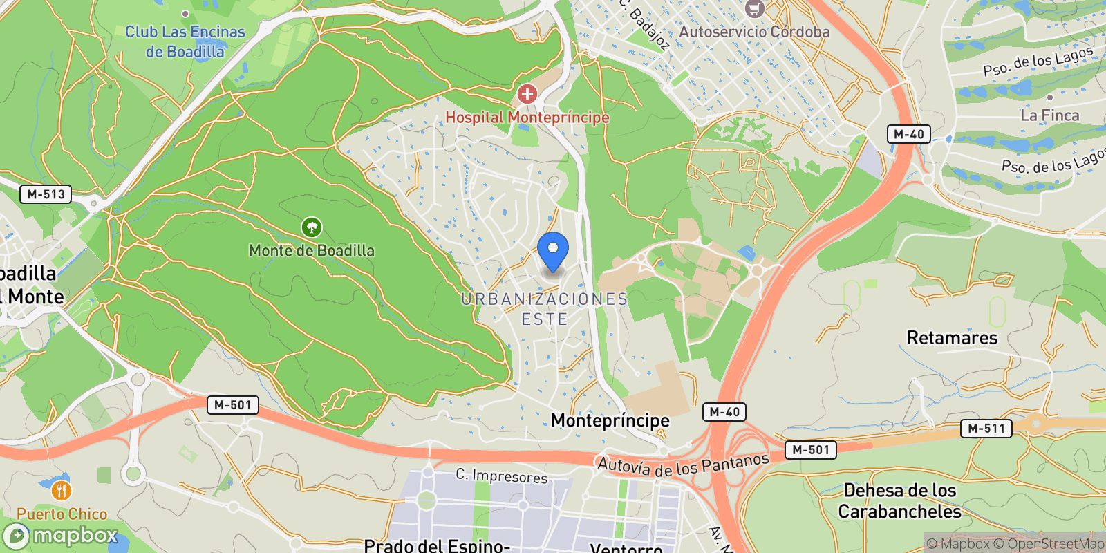 Map showing Urb. este - Montepríncipe, Boadilla del Monte, MADRID, Boadilla del Monte, Boadilla del Monte, Community of Madrid, Spain.