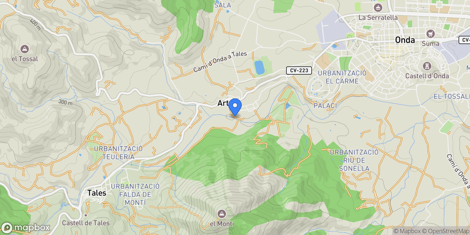 Map showing Artesa, Onda, CASTELLON, Onda, Onda, Valencian Community, Spain.