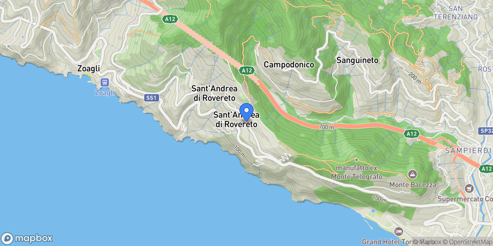 Map showing Sant'Andrea di Rovereto, Sant'Andrea di Rovereto, Liguria, Italy.