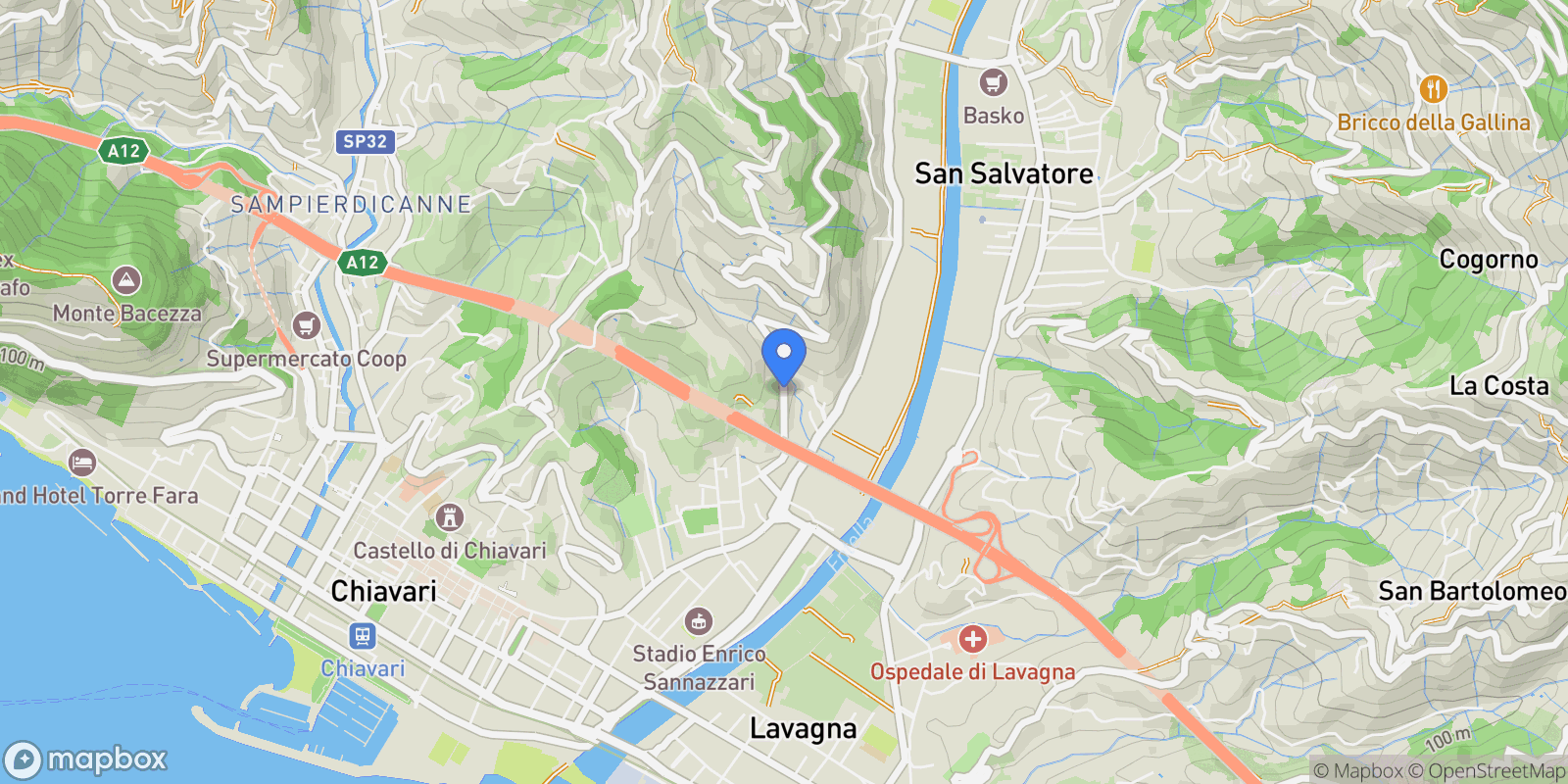 Map showing Località ri case sparse, Chiavari, Liguria, Italy.