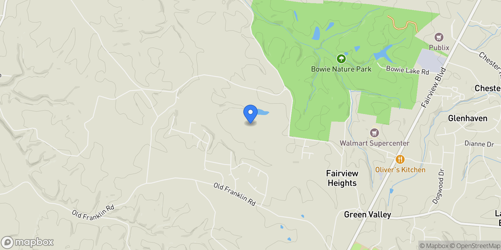 Map showing 7925 Pine Street, Bon Aqua, Tennessee, United States.