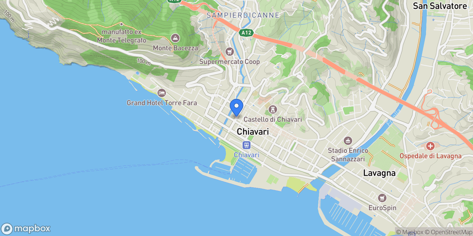 Map showing Chiavari, Liguria, Italy.