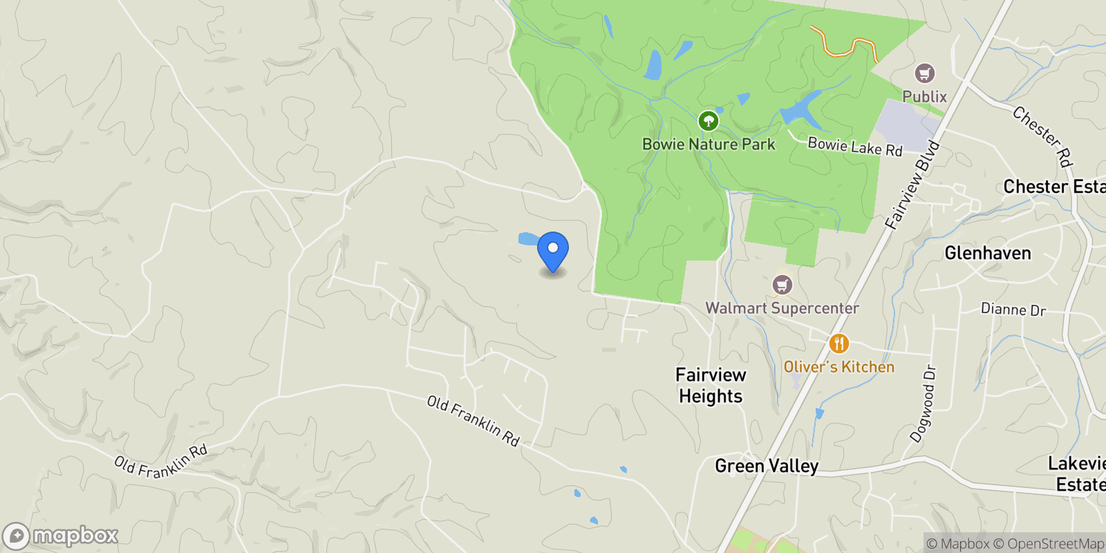 Map showing 7912 Pine Street, Bon Aqua, Tennessee, United States.
